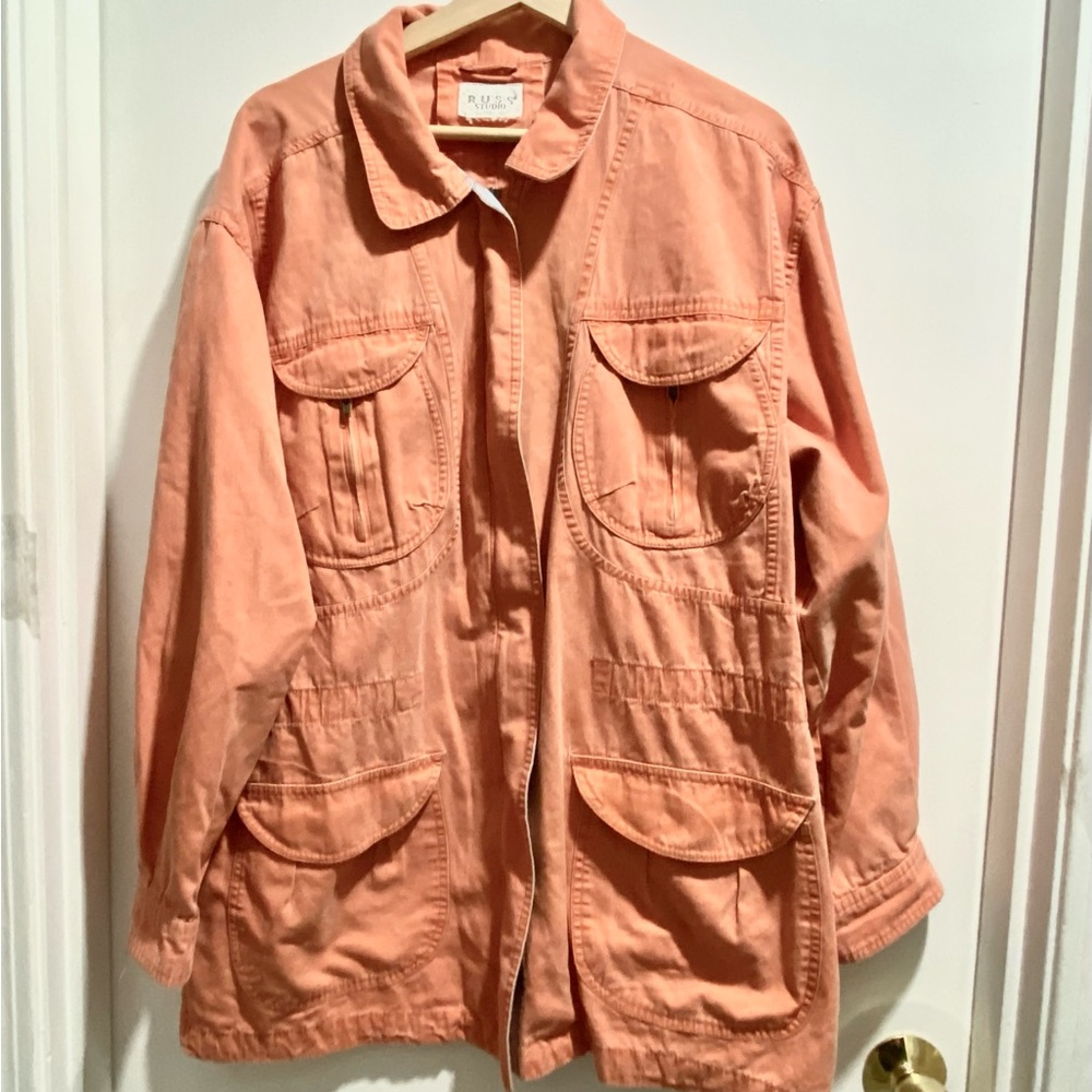 Vintage Russ Orange Cotton Utility Pockets Chore Barn Field Workers Co…